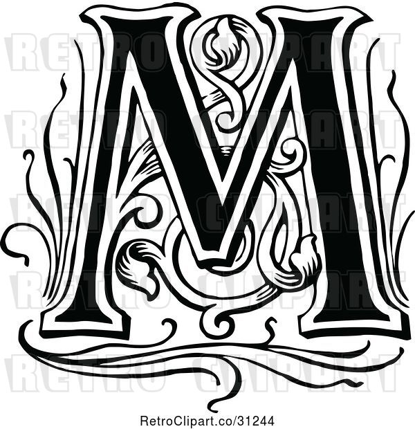 Vector Clip Art of Retro Letter M
