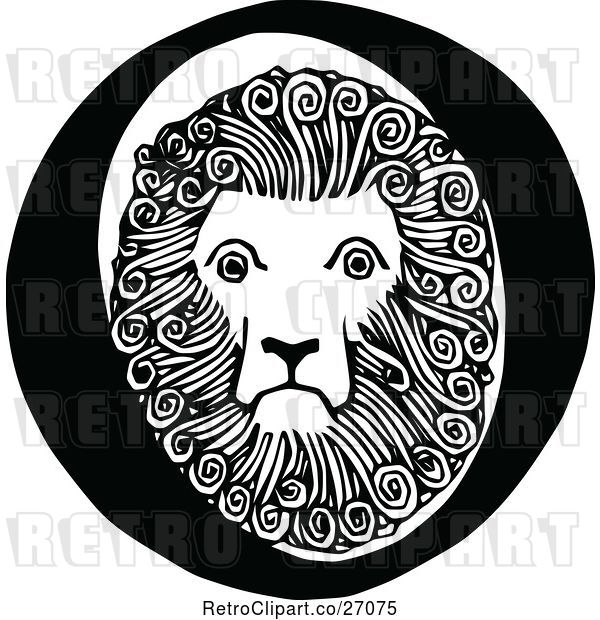 Vector Clip Art of Retro Letter O and Lion