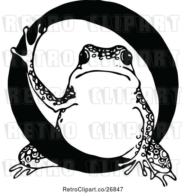 Vector Clip Art of Retro Letter O and Toad