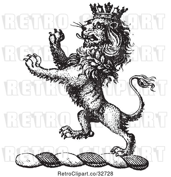 Vector Clip Art of Retro Lion Crest with a Crown