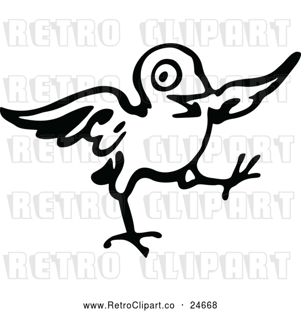 Vector Clip Art of Retro Little Bird
