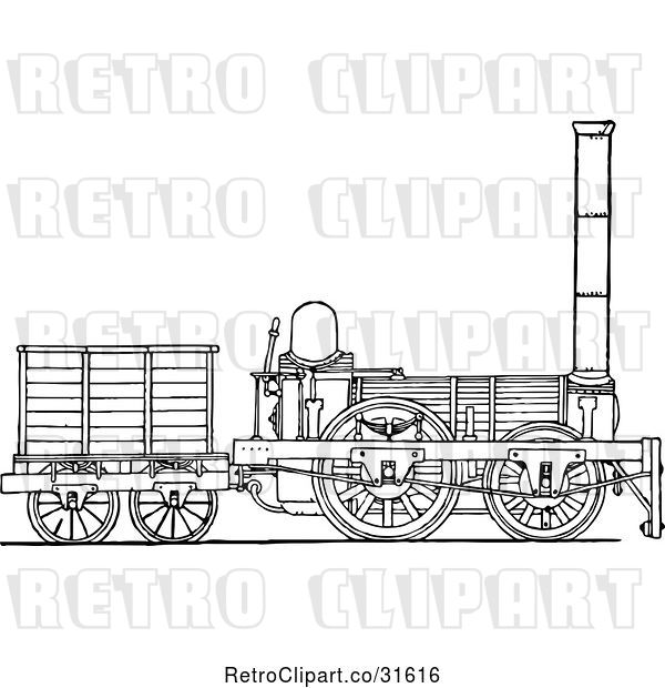 Vector Clip Art of Retro Locomotive Train 2