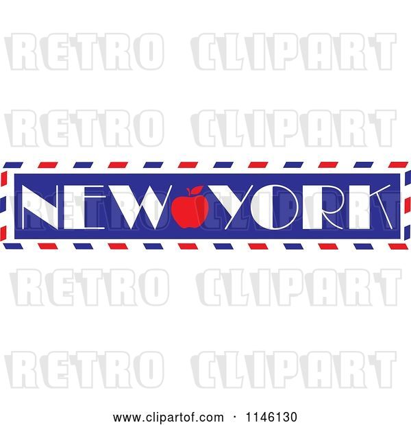 Vector Clip Art of Retro Love New York Apple Banner