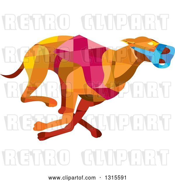 Vector Clip Art of Retro Low Poly Geometric Racing Greyhound Dog