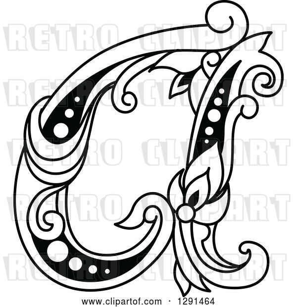 Vector Clip Art of Retro Lowercase Floral Letter a