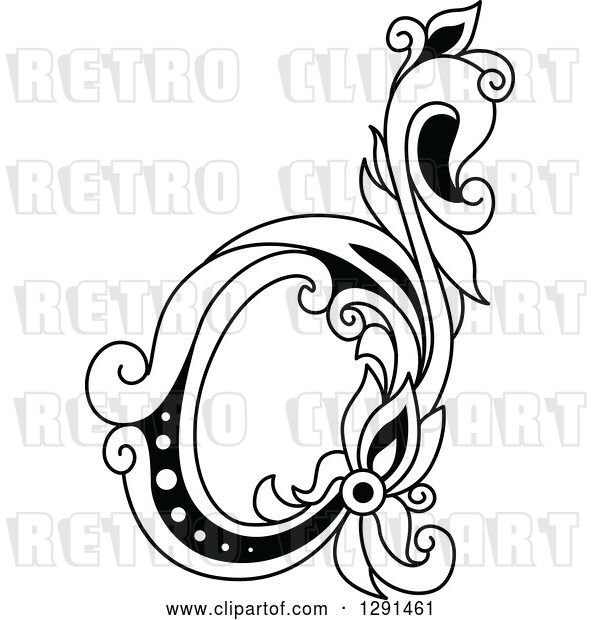 Vector Clip Art of Retro Lowercase Floral Letter D