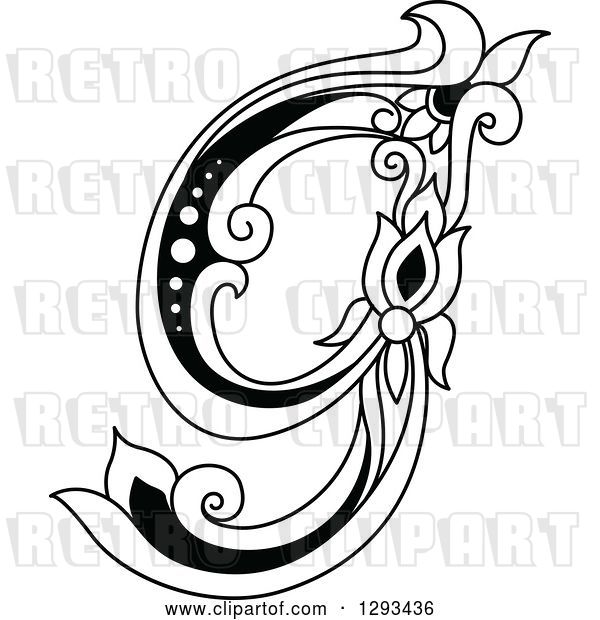 Vector Clip Art of Retro Lowercase Floral Letter G