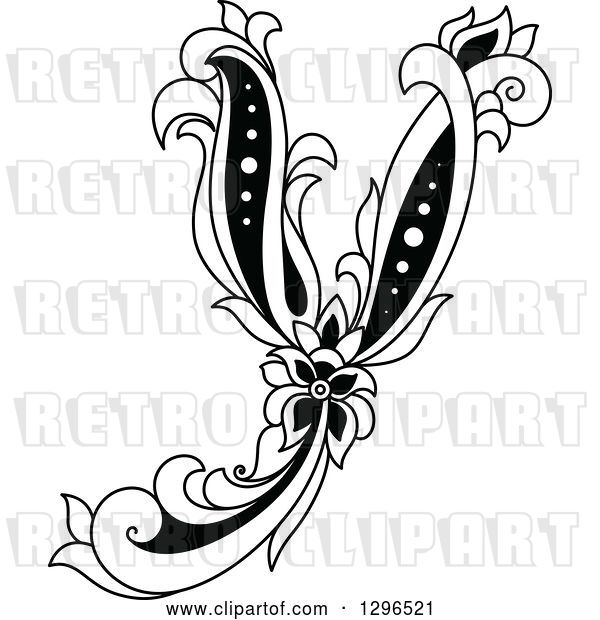 Vector Clip Art of Retro Lowercase Floral Letter Y