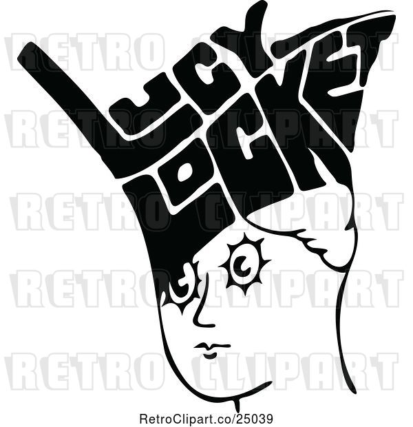 Vector Clip Art of Retro Lucky Locket Lady