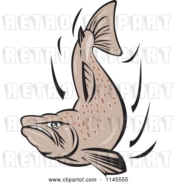 Vector Clip Art of Retro Mad Salmon Fish