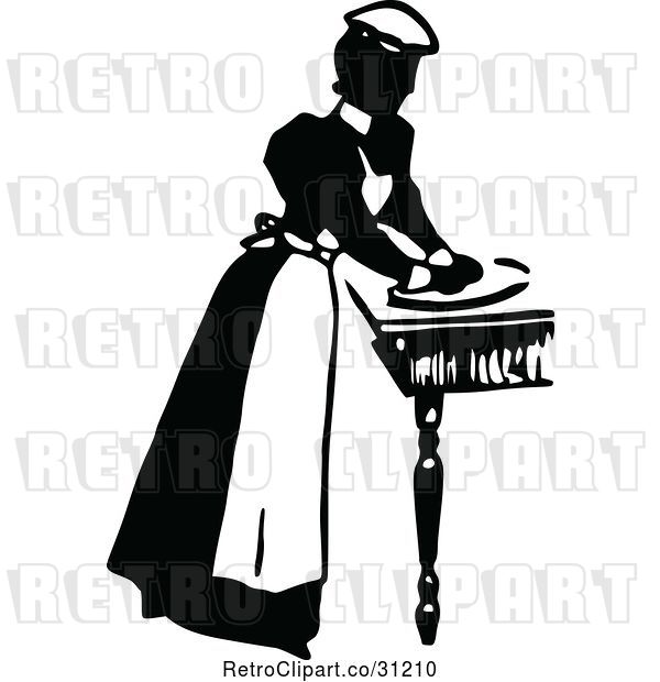 Vector Clip Art of Retro Maid Prepping Food 2