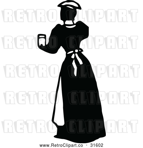 Vector Clip Art of Retro Maid Serving a Drink 2