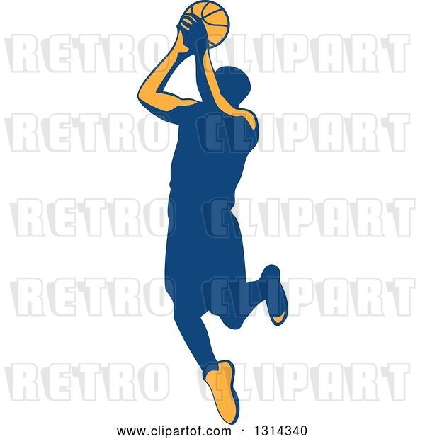Vector Clip Art of Retro Male Basketball Player Doing a Jump Shot 5