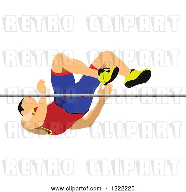Vector Clip Art of Retro Male High Jumper