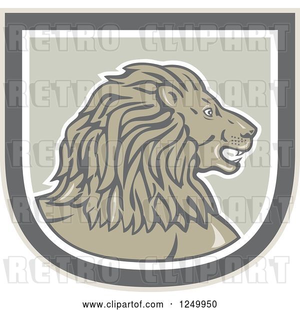 Vector Clip Art of Retro Male Lion Head in a Shield
