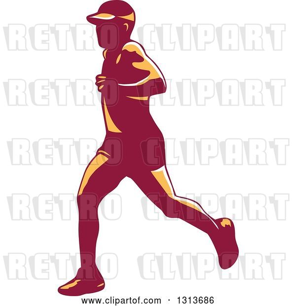 Vector Clip Art of Retro Male Marathon Runner