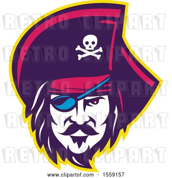 Vector Clip Art of Retro Male Pirate Face with an Eye Patch