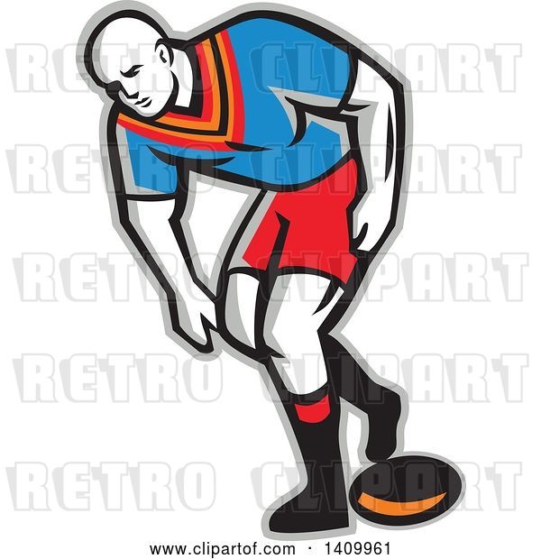 Vector Clip Art of Retro Male Rugby Player
