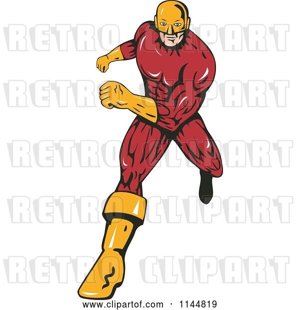 Vector Clip Art of Retro Male Superhero Running 2