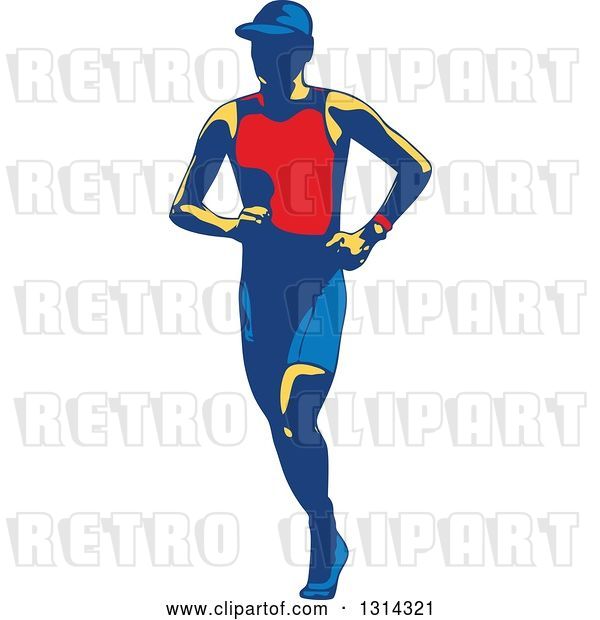 Vector Clip Art of Retro Male Triathlete or Marathon Runner