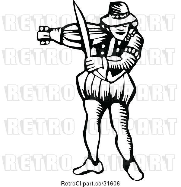 Vector Clip Art of Retro Male Violinist Playing