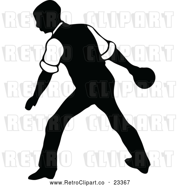 Vector Clip Art of Retro Man Bowling 10