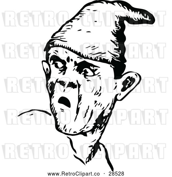 Vector Clip Art of Retro Man in a Pointy Hat 1