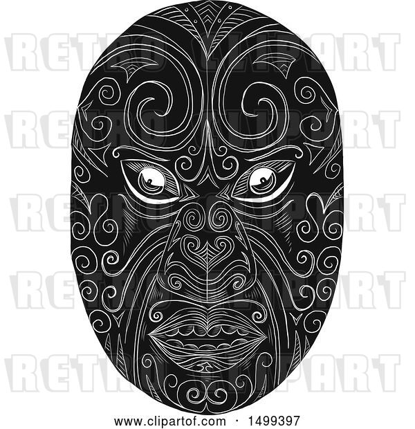 Vector Clip Art of Retro Maori Mask