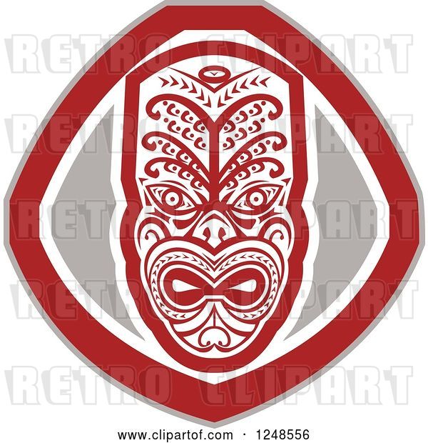 Vector Clip Art of Retro Maori Mask Shield