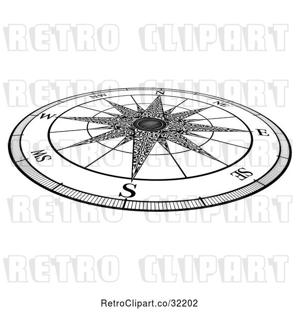 Vector Clip Art of Retro Map Compass Rose
