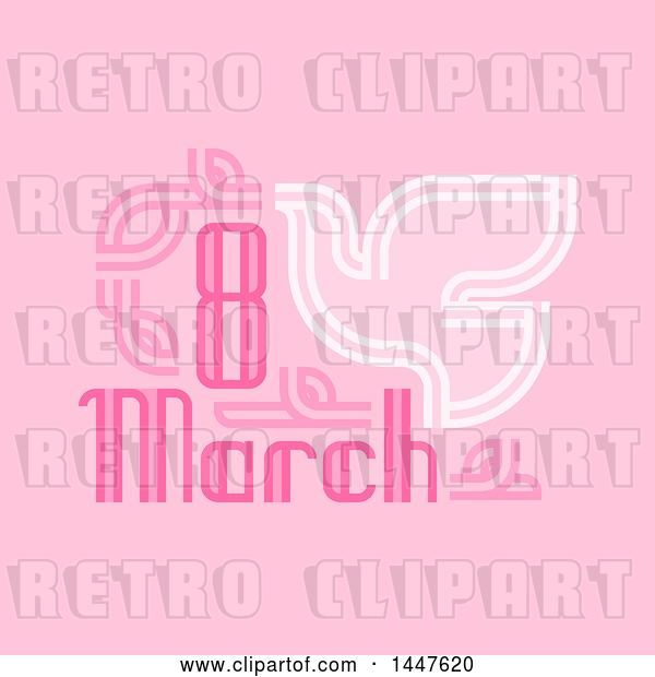 Vector Clip Art of Retro March 8th International Women's Day Design with a Dove on Pink