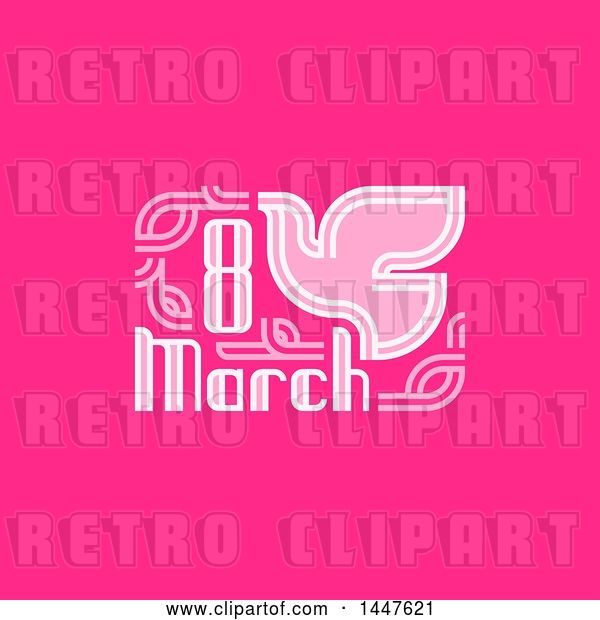 Vector Clip Art of Retro March 8th International Women's Day Design with a Dove on Pink