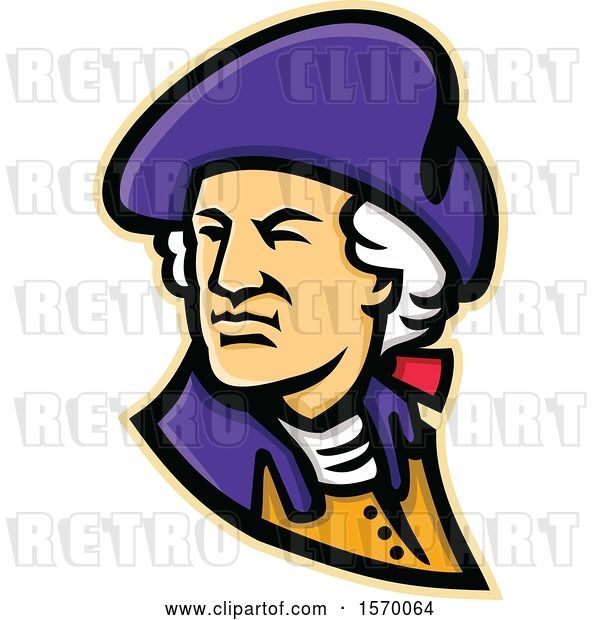 Vector Clip Art of Retro Mascot of George Washington Looking over His Shoulder
