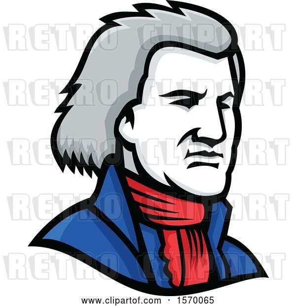 Vector Clip Art of Retro Mascot of Thomas Jefferson