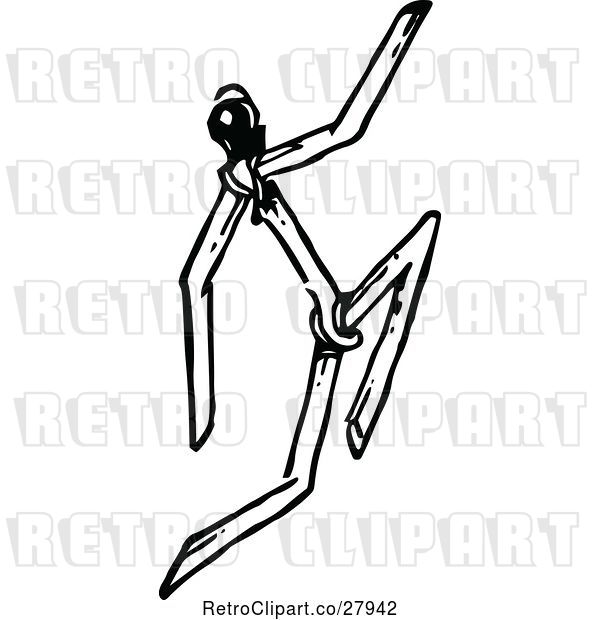 Vector Clip Art of Retro Match Stick Guy 2