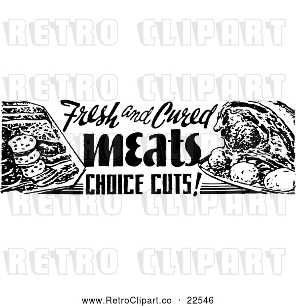 Vector Clip Art of Retro Meat Grocery Sign