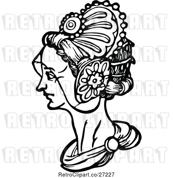 Vector Clip Art of Retro Medieval Lady and Headdress 3