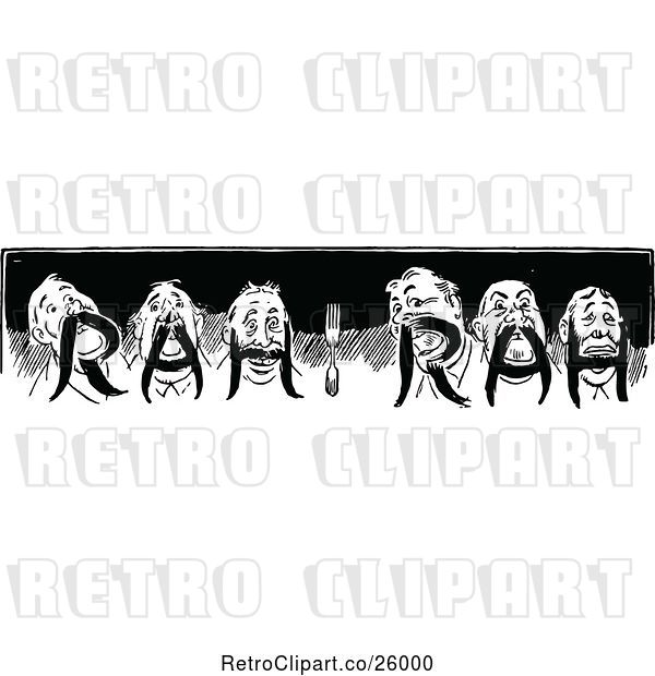 Vector Clip Art of Retro Men Rah Rah Border
