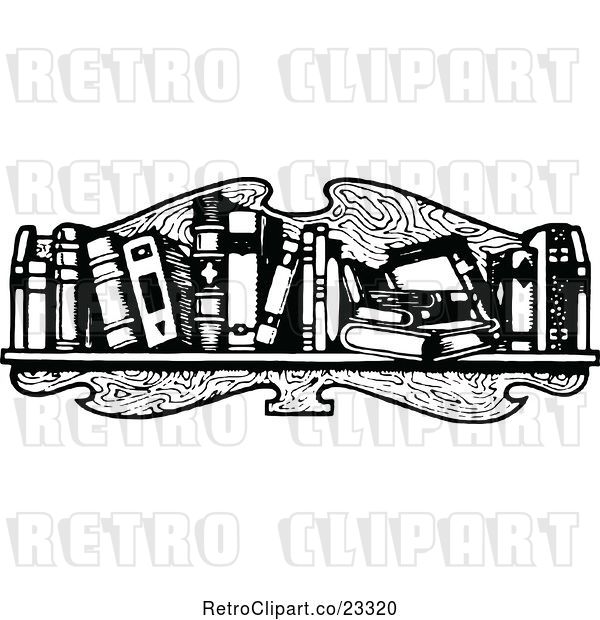 Vector Clip Art of Retro Messy Book Shelf