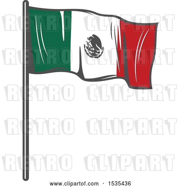 Vector Clip Art of Retro Mexican Flag, in Style