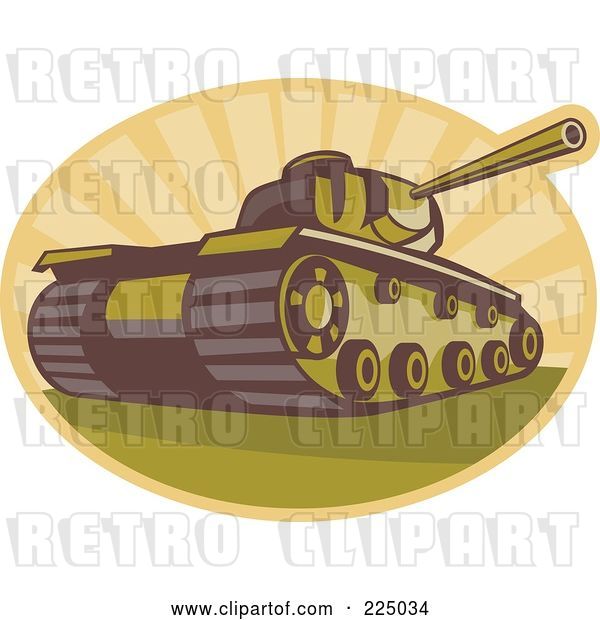 Vector Clip Art of Retro Military Tank and Rays Logo