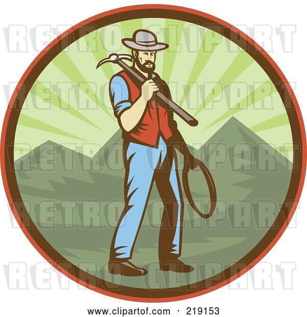 Vector Clip Art of Retro Miner Guy Logo - 1