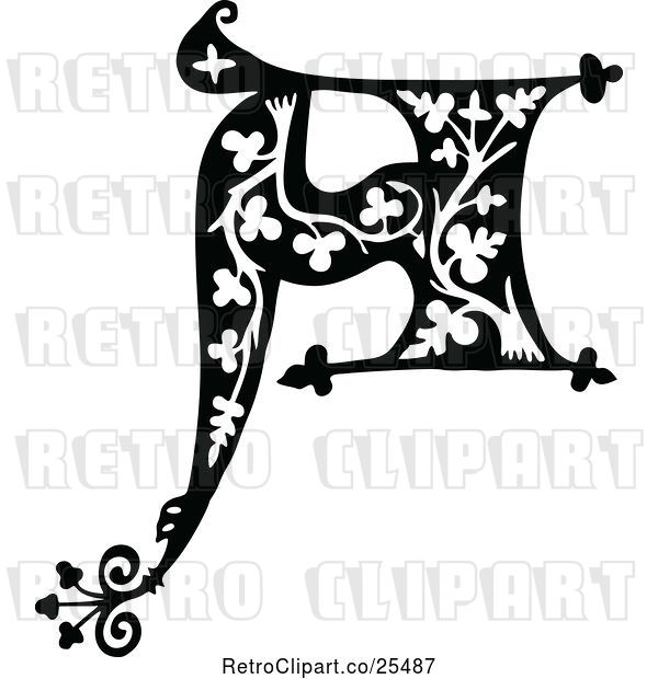 Vector Clip Art of Retro Monogram a Letter