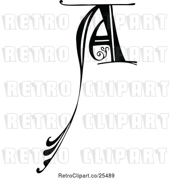 Vector Clip Art of Retro Monogram a Letter