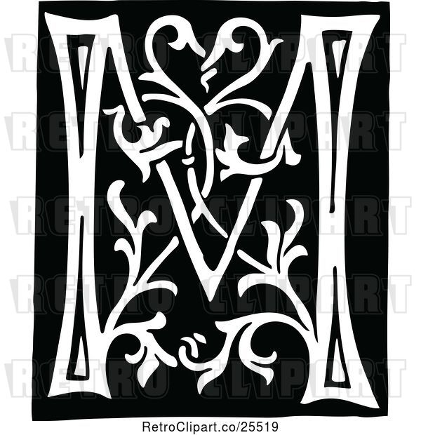 Vector Clip Art of Retro Monogram Letter M