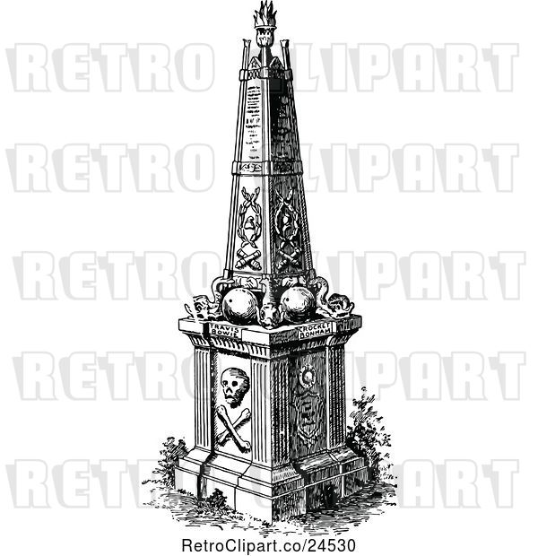Vector Clip Art of Retro Monument Erected to the Heroes of the Alamo