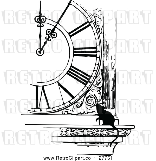 Vector Clip Art of Retro Mouse by a Clock