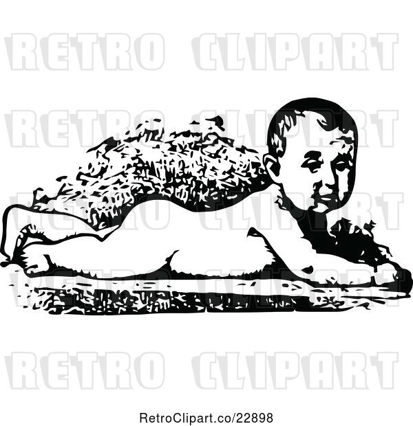 Vector Clip Art of Retro Naked Baby