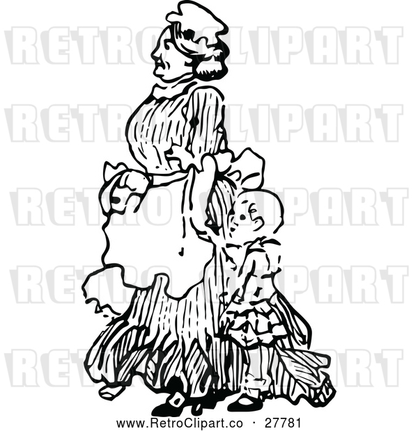 Vector Clip Art of Retro Nanny and Child