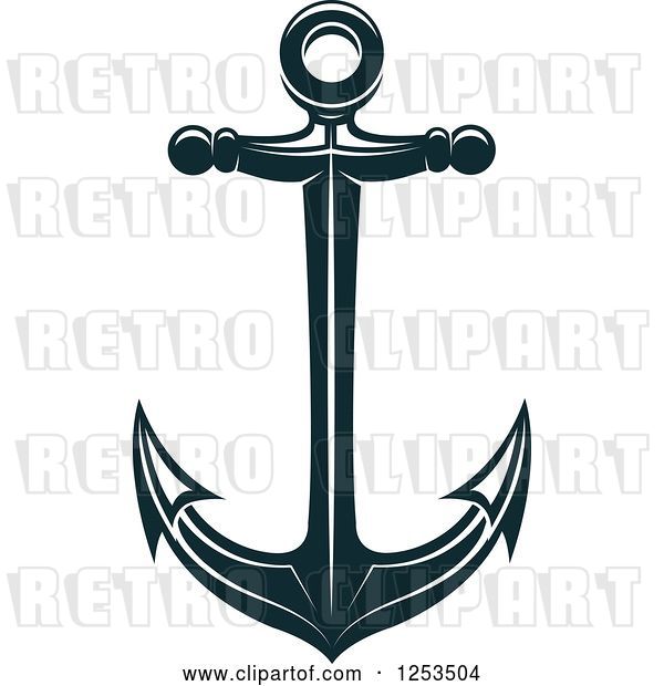 Vector Clip Art of Retro Navy Blue Anchor